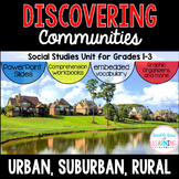 Communities Unit: Urban, Suburban, Rural with PowerPoint Slides