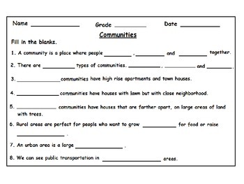 Geography: Communities Worksheets: by mzat | Teachers Pay Teachers