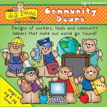 Preview of Community Bears Clip Art - When I Grow Up - Community Helpers