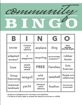 Preview of Community Bingo Sheet