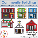 Community Buildings Clip Art for Digital & Paper Resources