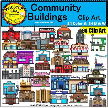 Preview of Community Buildings Clip Art  Commercial use