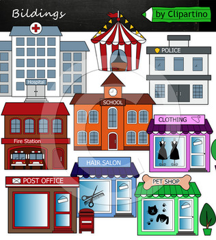 Preview of Community Buildings Clip art Commercial use/ City Clip art/ Shop Clip art
