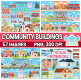 Community Buildings Clipart Bundle 1 (Lime and Kiwi Designs)