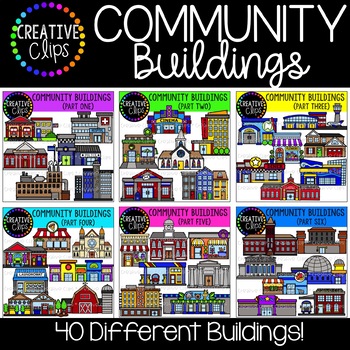 Preview of Community Buildings Mega Bundle {Creative Clips Clipart}