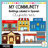 Community Buildings in Spanish Clipart Freebie