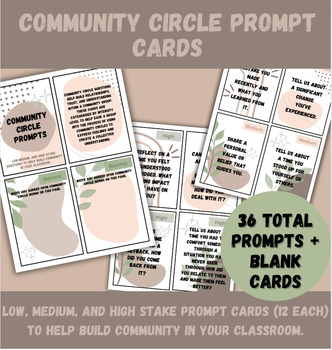Preview of Community Circle Prompt Cards | SEL | Brain Break | Community Building Questions