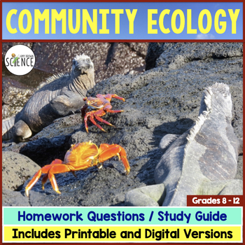 Preview of Community Ecology Homework Worksheets - Ecological Relationships