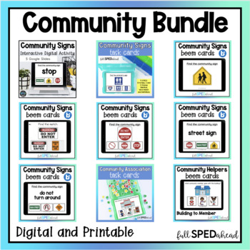 Preview of Community Signs & Environmental Print Digital Printable Bundle Special Education