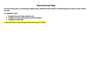 Preview of Community Essay Project