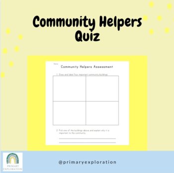 Preview of Community Helper Quiz - Grade 1 - Primary