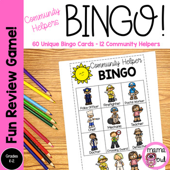 Preview of Community Helper Bingo | 60 Unique Bingo Cards | Social Students Review Game