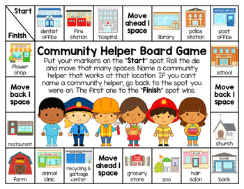 Community Helper Board Game by First Grade Garden | TpT