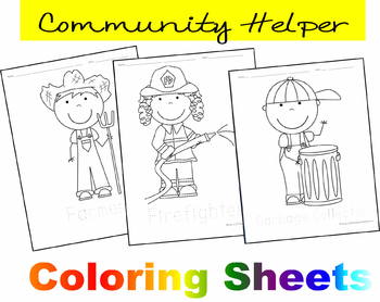 Preview of Community Helper Coloring Sheets (Preschool, Kindergarten)