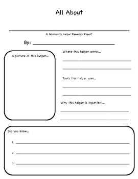 Preview of Community Helper/ Community Worker Research / All About / Interview organizer
