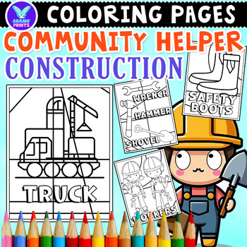Preview of Community Helper Construction Coloring & Writing Paper Activities ELA No PREP