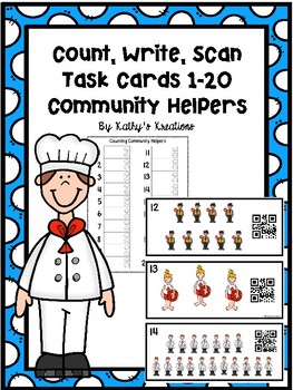 Preview of Community Helper Counting 1-20 (QR Code Option)