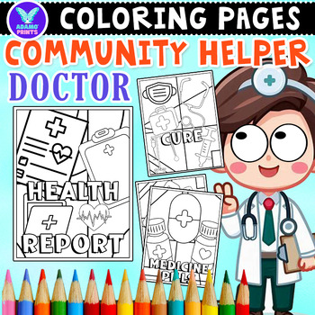 Preview of Community Helper Doctor Coloring Pages & Writing Paper Activities ELA No PREP