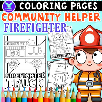 Preview of Community Helper Firefighter Coloring & Writing Paper Activities ELA No PREP