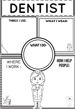 Preview of Community Helper Graphic Organizers / Worksheets: Dentist