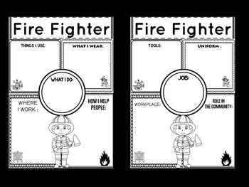 Preview of Community Helper Graphic Organizers / Worksheets: Fire Fighter