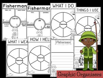 Preview of Community Helper Graphic Organizers / Worksheets: Fisherman
