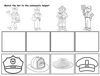 Preview of Community Helper Hat Match