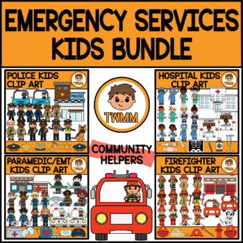Preview of Community Helper Kids Clipart Bundle l Set 1: Emergency Services l TWMM Clip Art