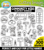 Community Helper Kids Cutting Images Clipart Bundle {Zip-A