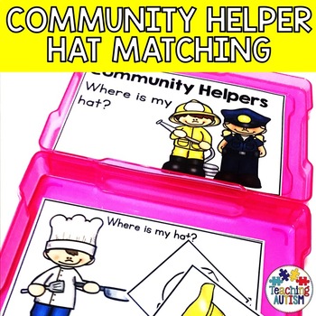 Preview of Community Helper Matching Hats Task Box