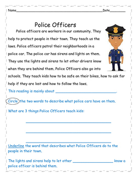 Preview of Community Helper Non Fiction Text and Comprehension Questions