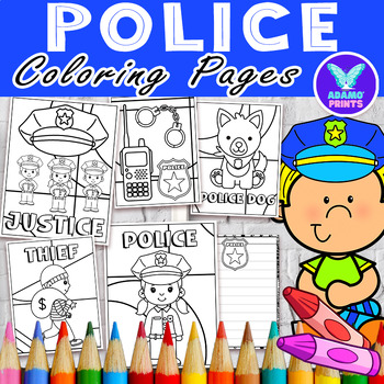 Preview of Community Helper Police Coloring Page & Writing Paper Art ELA Activities No PREP