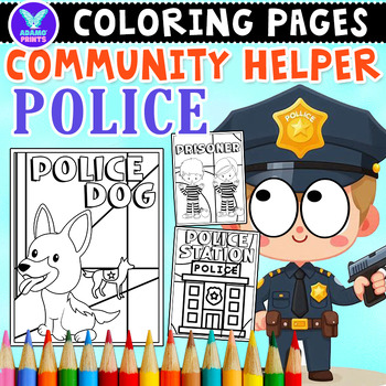 Preview of Community Helper Police Coloring Pages & Writing Paper Activities ELA No PREP