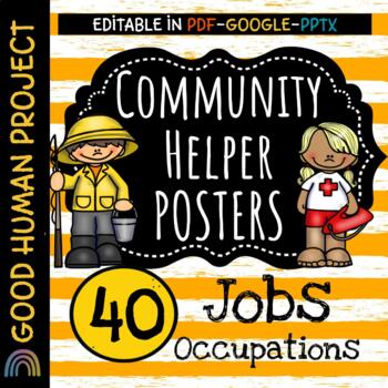 Preview of Community Helper Posters | Jobs | Occupations | 40 Posters! | Editable