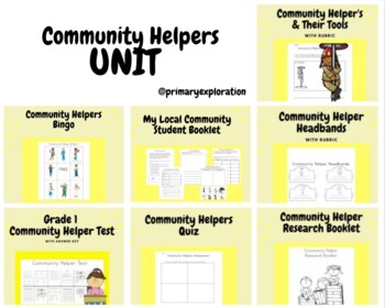Preview of Community Helper Unit: Grade 1: Primary: Assessments Included