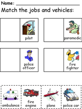 Community Helper and Vehicle Matching Paper by Sharon Dudley | TpT