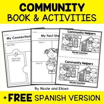 Preview of Community Helpers Activities and Book + FREE Spanish