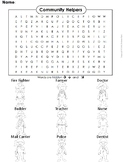 Community Helpers Activity: Word Search Worksheet/ Coloring Sheet