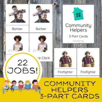 Preview of Community Helpers 3 Part Cards Montessori Preschool Hands-On Learning