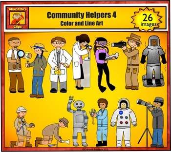 Preview of Community Helpers 4 - Science Jobs and Career Clip art