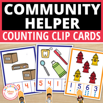 Preview of Community Helpers Theme Activities Counting & Numbers to 10 Clip Cards Preschool