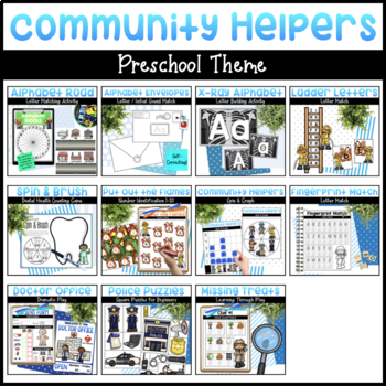 Preview of Community Helpers Activities for Preschool - Math, Literacy, & Dramatic Play