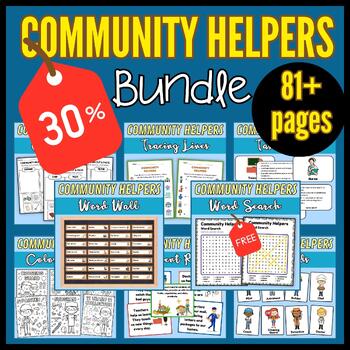 Preview of Community Helpers Activity Bundle - Labor Day Coloring Pages, and More!