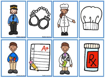 community helpers and their tools matching game by kathys kreations