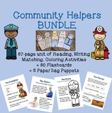 Community Helpers BUNDLE Activity Sheets, Puppets, & Flashcards
