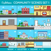 Community Helpers Background Scenes Clipart