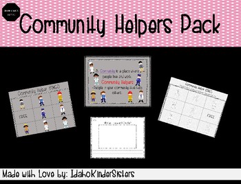 Preview of Community Helpers Bingo game and Writing activity