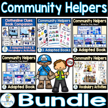 Preview of Community Helpers Book Companion and Adapted Book Bundle