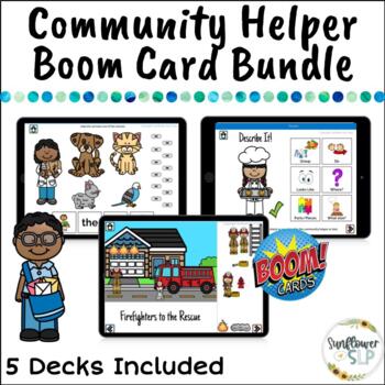 Community Helpers Boom Card Bundle for Speech Therapy by Sunflower SLP