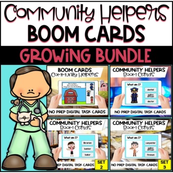 Preview of Community Helpers Boom Cards Bundle